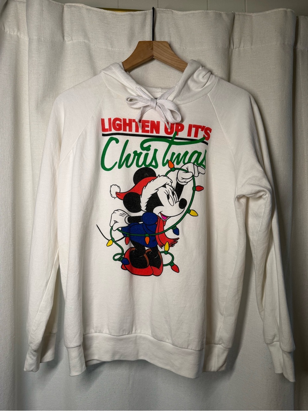 Disney White Hoodie with Minnie Mouse Christmas Graphic